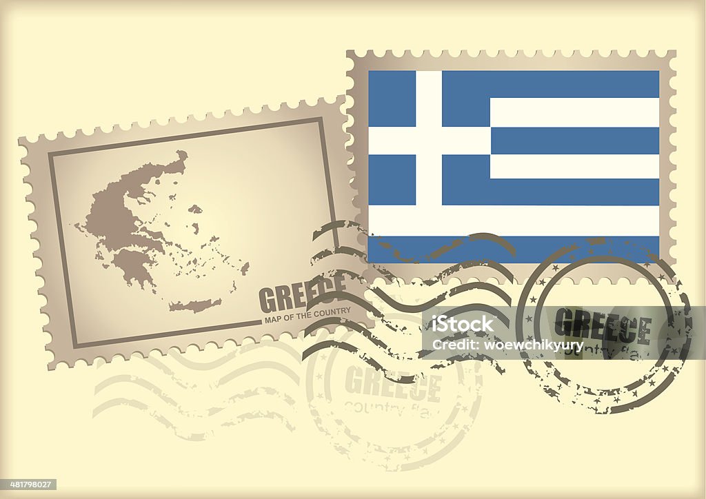 Francobollo postale Grecia - arte vettoriale royalty-free di Francobollo postale