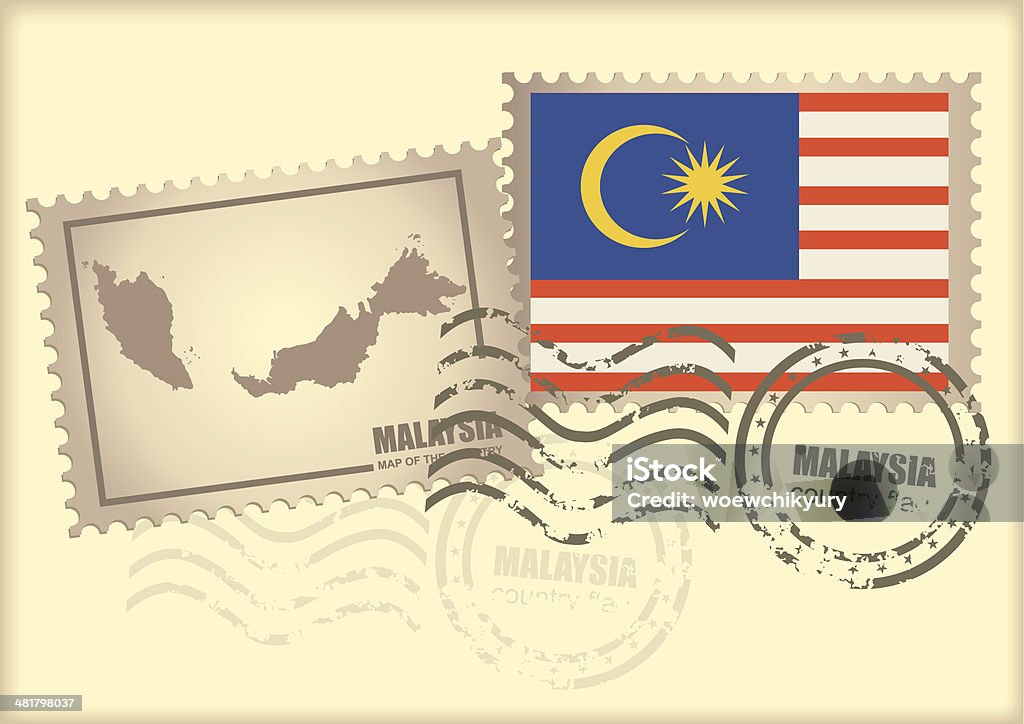 Почтовая марка Малайзия - Векторная графика Малайзия роялти-фри