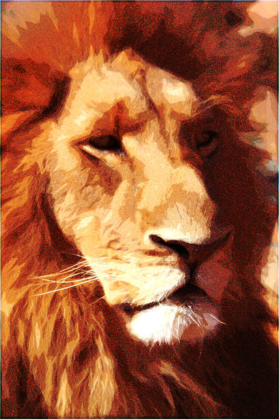 istock Abstract Close-up illustration of Large Lion face 481800196