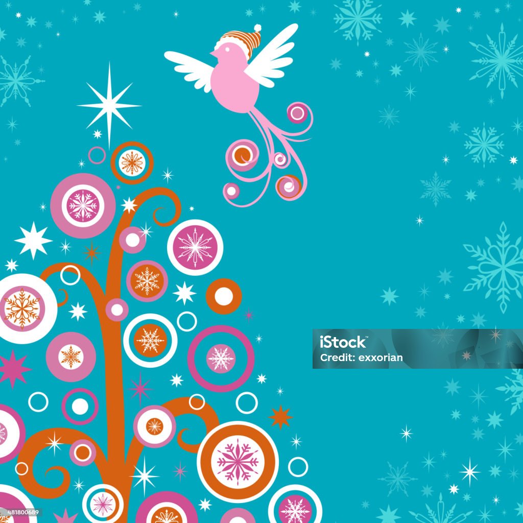 Estrambótca árbol de Navidad y Bird - arte vectorial de Diversión libre de derechos