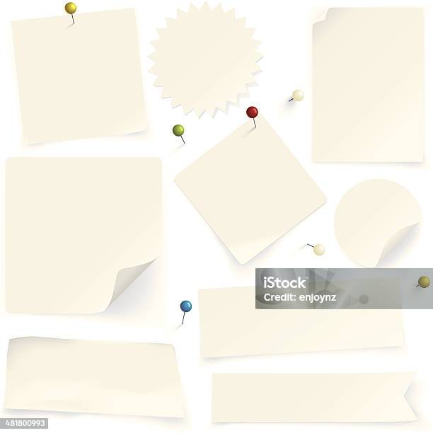 Paper Notes With Pins Stock Illustration - Download Image Now - Paper, Stuck, Beige