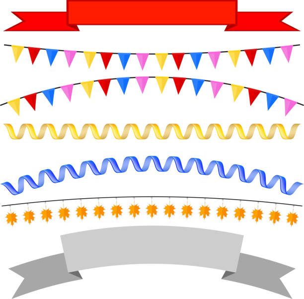 set isoliert flags, band header, und garland. vektor-illustration - bent stock-grafiken, -clipart, -cartoons und -symbole