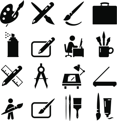 Creative art, painting and drawing icons. Editable vector icons for video, mobile apps, Web sites and print projects. See more icons in this series.