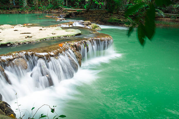 Andaman Thailand outdoor photography of waterfall Andaman Thailand outdoor photography of waterfall in rain jungle forest. Trees, PHUKET,KRABI,PHANGKHA kanchanaburi province stock pictures, royalty-free photos & images