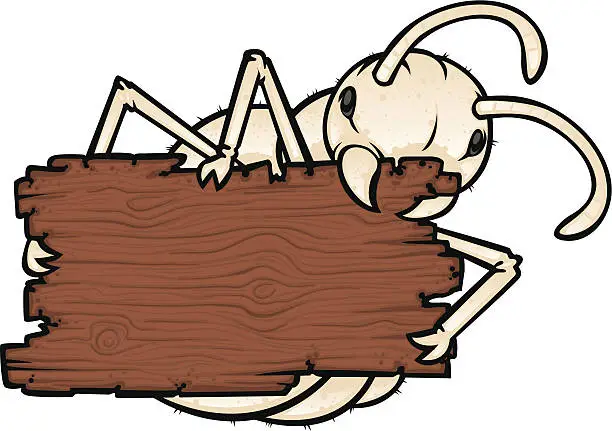 Vector illustration of termite chewing wood