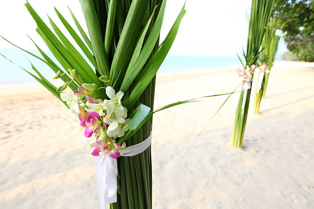 istock Floral arrangement at a wedding ceremony on the beach. 481811442