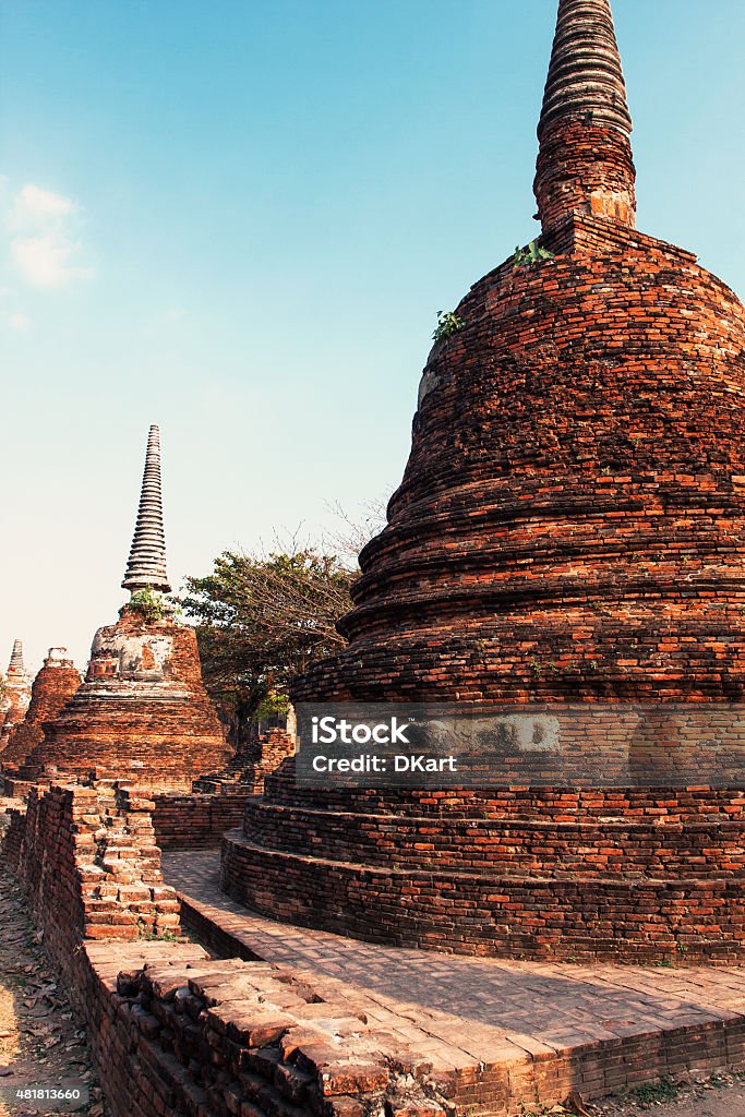 Ayuttaya, Thailand The ruins of the old walled city of Ayuttaya, the former capital of Thailand. 2015 Stock Photo