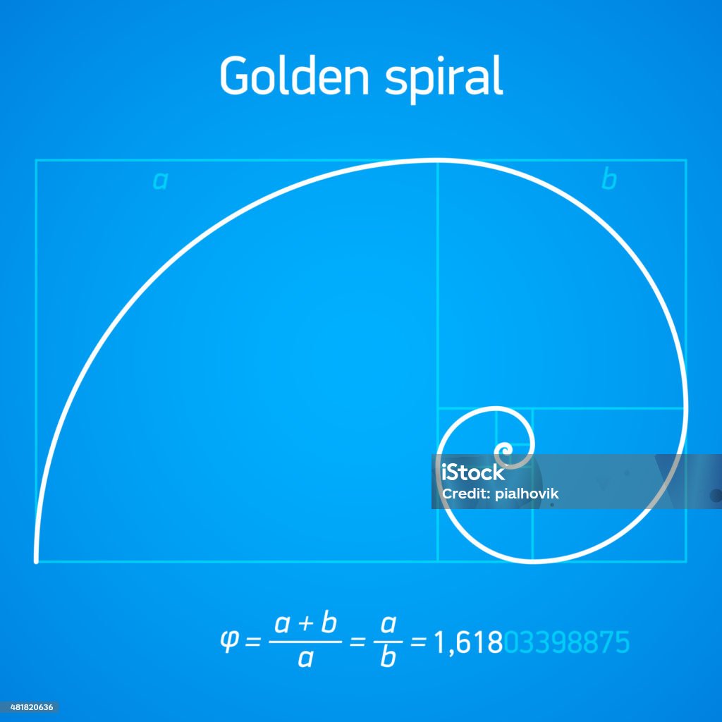 Golden соотношение с винтовыми канавками - Векторная графика Сетка Фибоначчи роялти-фри
