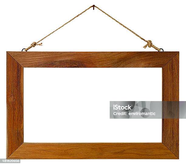 Natural Teak Wood Wood Frame Hanging By Old Rope Stock Photo - Download  Image Now - Nail - Work Tool, Picture Frame, 2015 - iStock