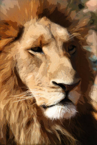 istock Abstract Close-up painting of Large Lion face 481821908