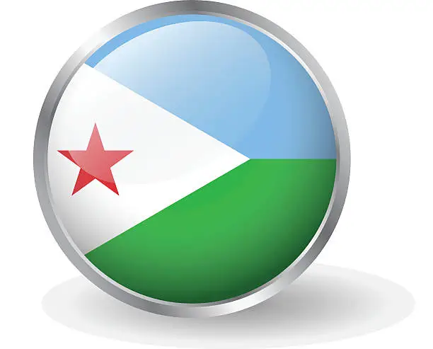 Vector illustration of Djibouti flag button vector