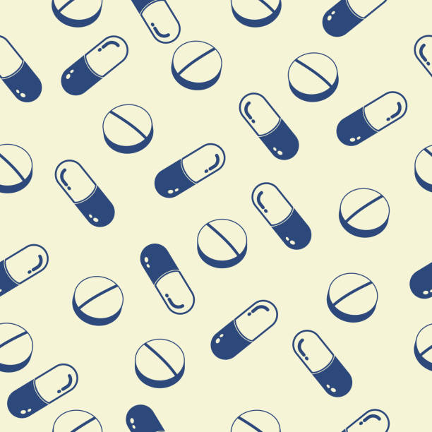 illustrations, cliparts, dessins animés et icônes de capsules et cachets motif sans couture, medicament-illustration - pill capsule vitamin pill medicine
