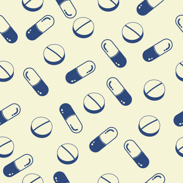 ilustrações de stock, clip art, desenhos animados e ícones de cápsulas e pílulas seamless pattern, medicament-vector - herbal medicine vitamin pill capsule nutritional supplement