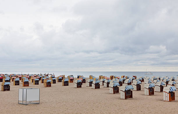 Hooded beach chairs (strandkorb) at the Baltic seacoast