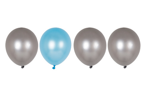 Blue colored balloon representing paradigma shift, leader, best, unique, being a game changer. horizontal