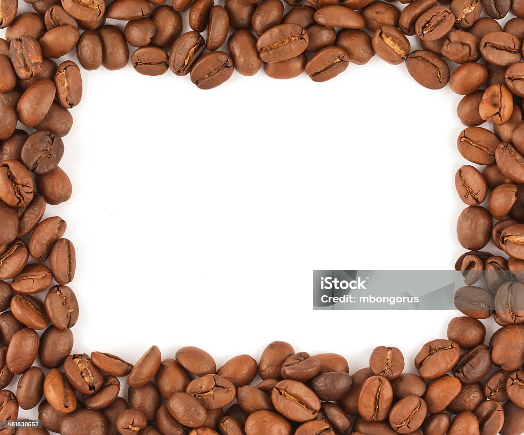 Frame made of coffee beans Frame made of coffee beans isolated on white 2015 Stock Photo