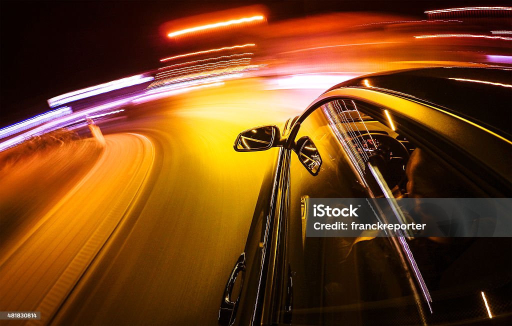 Crazy ride on the night by car Sports Car Stock Photo