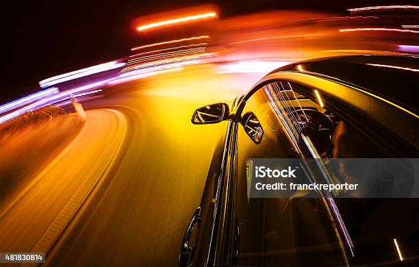 Crazy Ride On The Night By Car Stock Photo - Download Image Now - Sports Car, Car, Driving