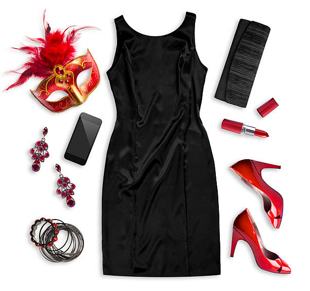 mujeres de moda y accesorios de carnaval costume aislado en blanco - shoe single object isolated red fotografías e imágenes de stock