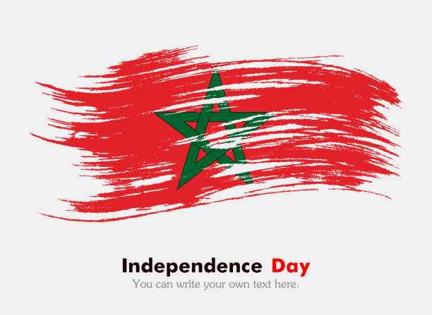 Flag of Morocco Flag of Morocco. Independence Day. Flag in grungy style. Flag painted with a brush with paint. Grungy flag. Grungy style. Brushstroke. Use for brochures, printed materials, icons, logos, signs, elements moroccan flag pictures stock illustrations