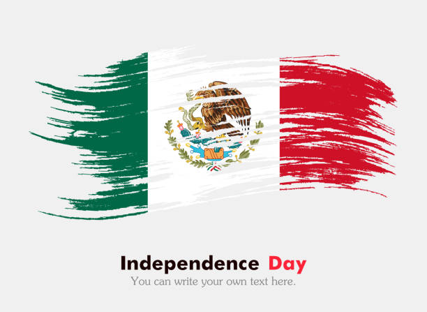 Flag of Mexico Flag of Mexico. Independence Day. Flag in grungy style. Flag painted with a brush with paint. Grungy flag. Grungy style. Brushstroke. Use for brochures, printed materials, icons, logos, signs,  elements mexican flag stock illustrations