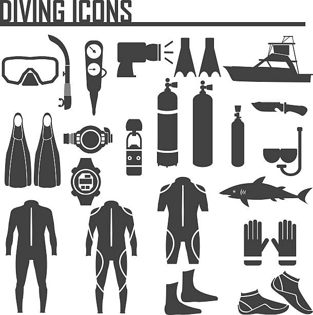 illustrations, cliparts, dessins animés et icônes de icône illustration vectorielle de plongée sous-marine. - fish tank