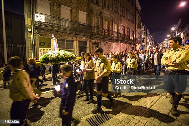Procession In Honor Of Our Lady Of Fatima Stock Photo - Download Image Now - 2015, Adult, Christianity