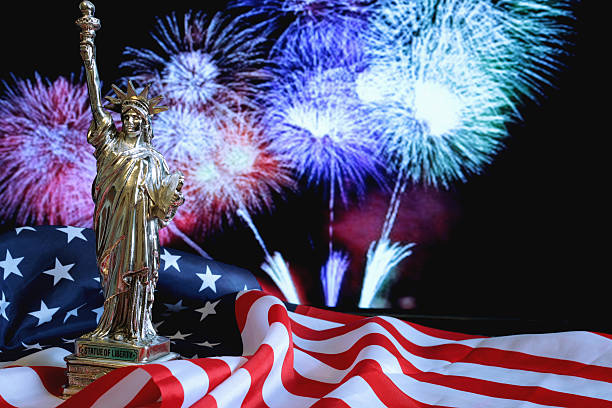 istock US flag Statue of Liberty Fireworks 481841652