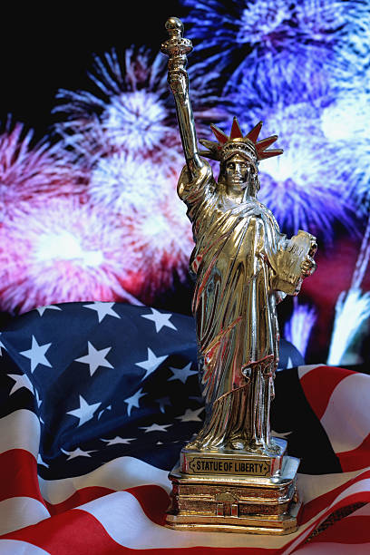 istock US flag Statue of Liberty Fireworks 481841670