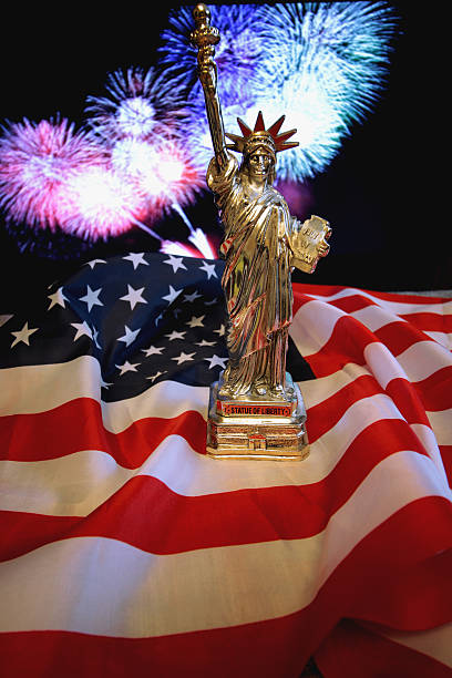 istock US flag Statue of Liberty Fireworks 481841692