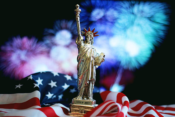 istock US flag Statue of Liberty Fireworks 481841888