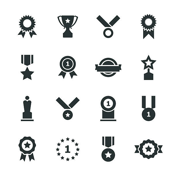 Award Silhouette Icons Award Silhouette Icons Vector EPS File. winners cup icon stock illustrations