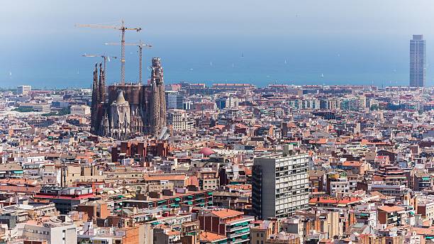 istock views over barcelona from park guell on the mountains 481849714