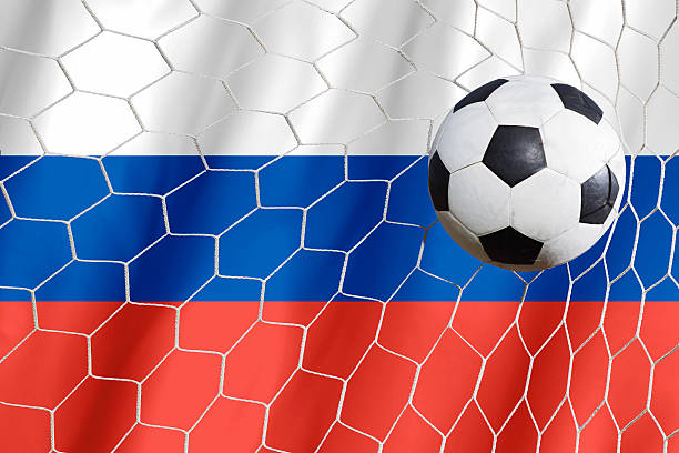 istock Russia flag with championship soccer ball 481850104