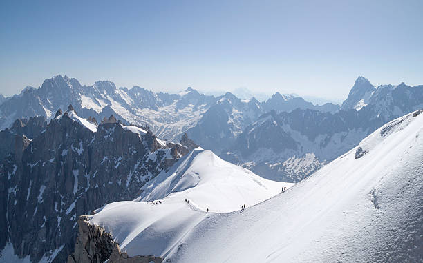 Aiguille du Midi - 3,842 m, French Alps Calm morning view on the Aiguille du Midi - 3,842 m ,mountain in the Mont Blanc massif , French Alps. aiguille de midi photos stock pictures, royalty-free photos & images