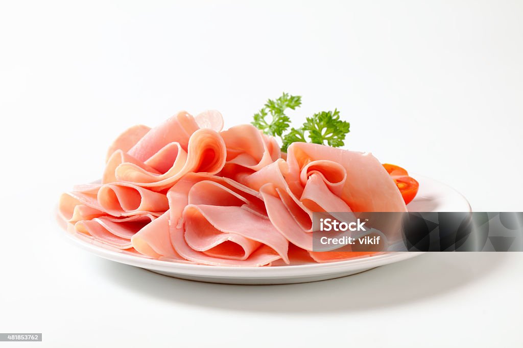 Stringy Ham Cut Thinly Sliced Ham Stock Photo - Download Image Now - Ham, Plate, Rolled ...