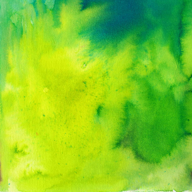 istock Bright hand painted background with yellow and green 481856950