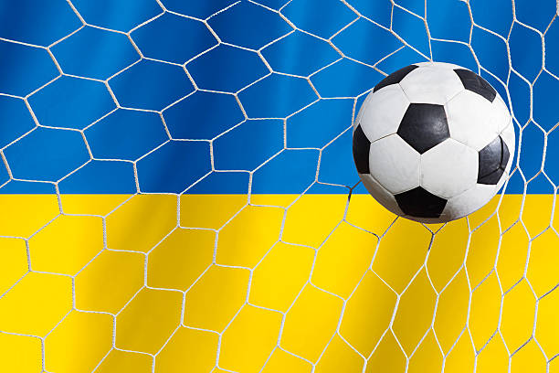 istock Soccer Background with Ukraine Flag 481857764