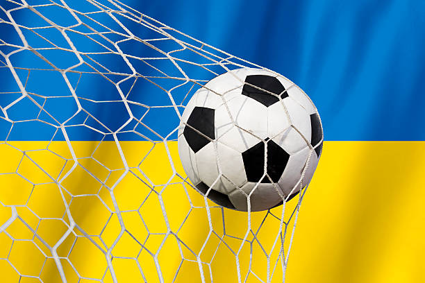 istock Soccer Background with Ukraine Flag 481857768