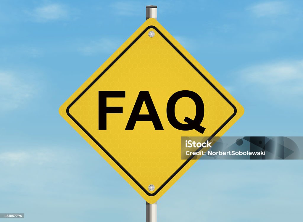 Frequently Asked Questions. Frequently Asked Questions. Road sign on the sky background. Raster illustration. 2015 stock illustration