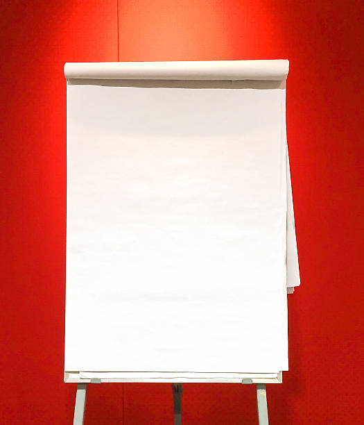 Blank Flip Chart with Lamp Shade on Red Background used as Template