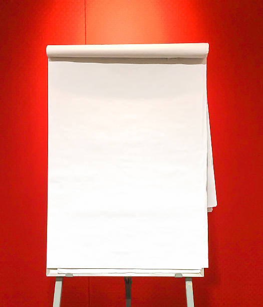 Blank Flip Chart With Lamp Shade On Red Background Stock Photo - Download  Image Now - Flipchart, Paper, Easel - iStock