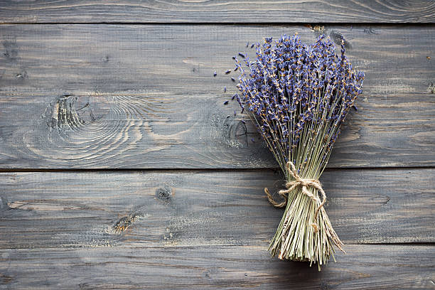 istock Dried lavender on wooden table 481858732