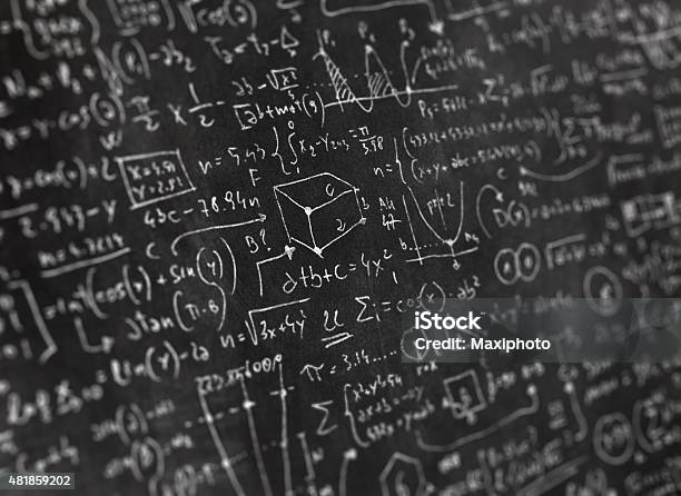 Detail Of Complex Scientific Formulas And Math Symbols On Blackboard Stock Illustration - Download Image Now