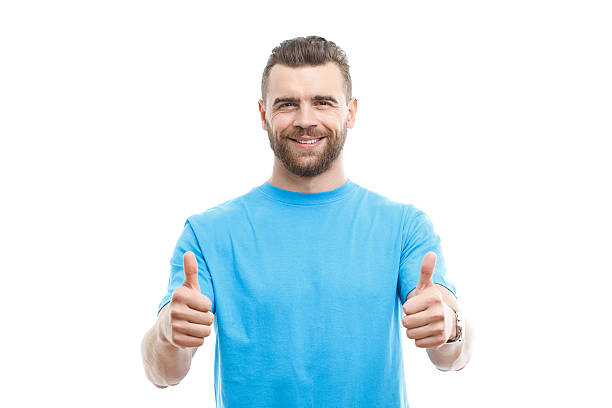 istock Handsome man thumbing-up on isolated background 481865478