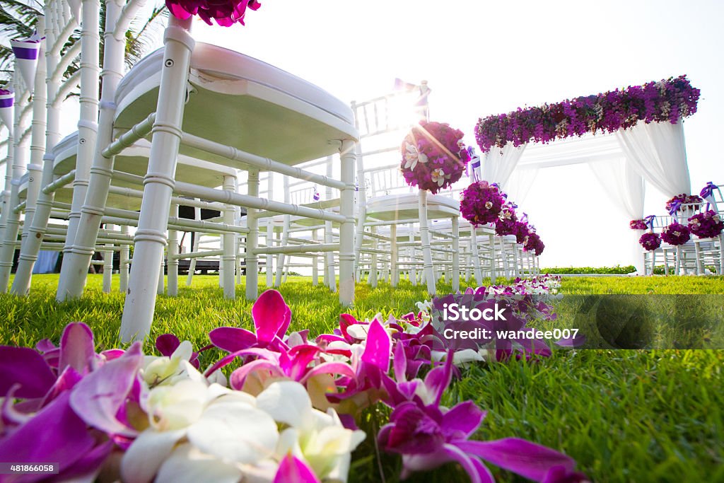 wedding ceremony Floral arrangement at a wedding ceremony 2015 Stock Photo