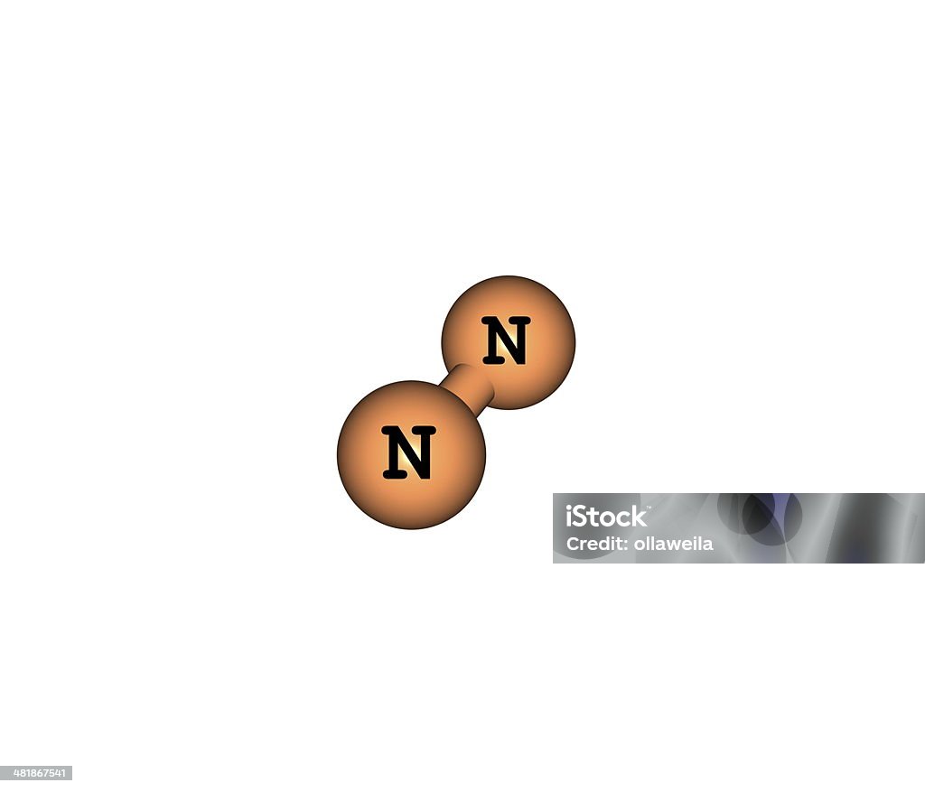 Azoto struttura molecolare isolato su bianco - Foto stock royalty-free di Molecola