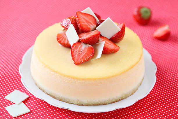 Vanilla Strawberry Cheesecake stock photo