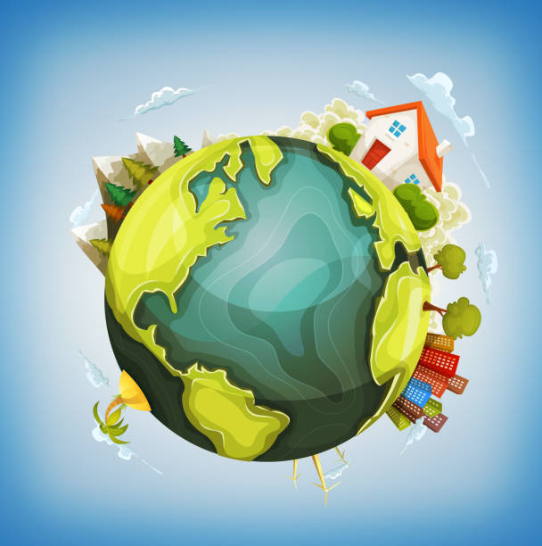 Earth Planet With Home Nature And City Around Stock Illustration - Download  Image Now - Globe - Navigational Equipment, Planet Earth, Planet - Space -  iStock