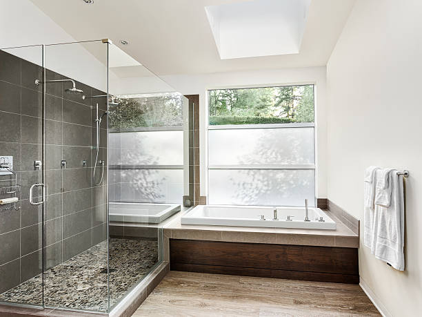 istock Large furnished bathroom in luxury home 481873496